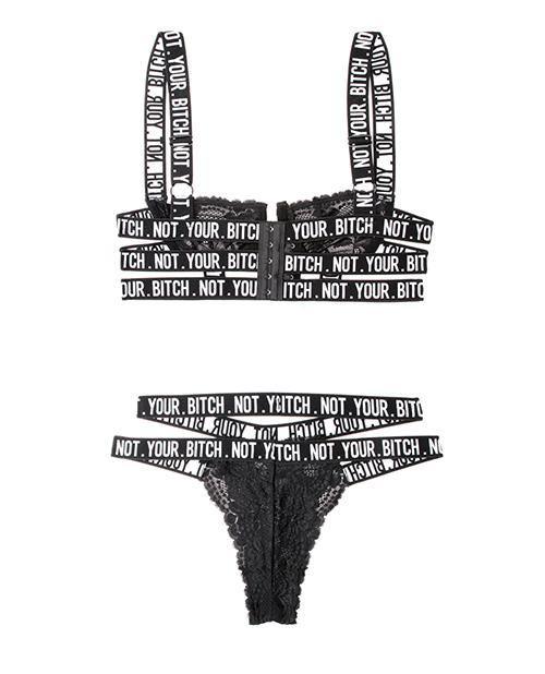 image of product,Vibes Not Your Bitch Lace Bra & Cutout Panty - SEXYEONE
