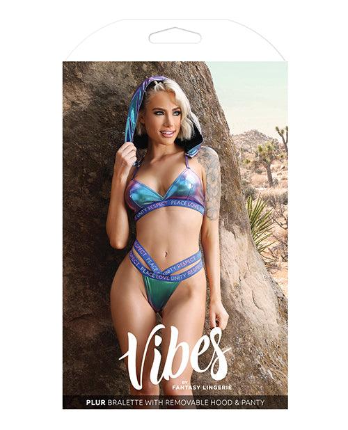 image of product,Vibes Plur Bralette W/removable Hood & Panty Iridescent - SEXYEONE