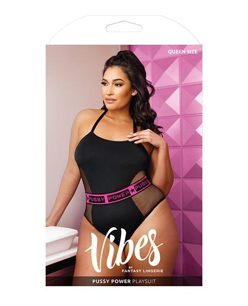 image of product,Vibes Pussy Power Micro-net Playsuit Black Qn - SEXYEONE