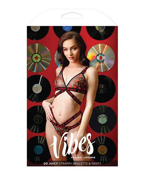 image of product,Vibes So Juicy Strappy Bralette & Panty Black - SEXYEONE