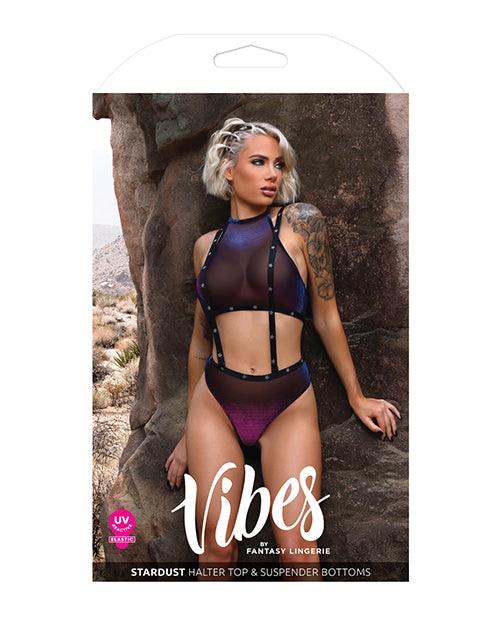 image of product,Vibes Stardust Halter Top & Suspender Bottoms Black - SEXYEONE