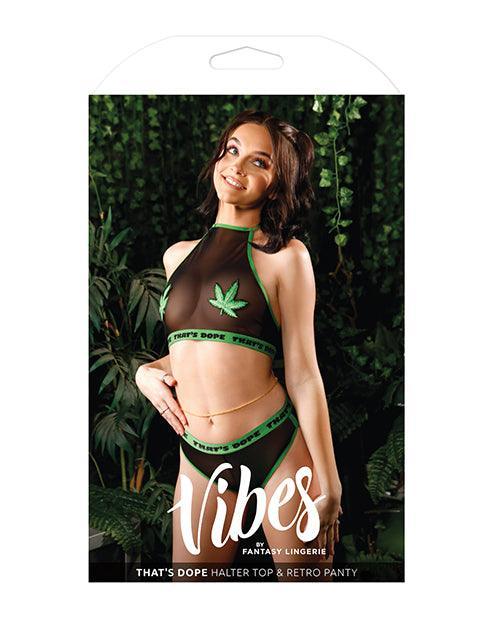 image of product,Vibes That's Dope Halter Top & Retro Panty Black Qn - SEXYEONE
