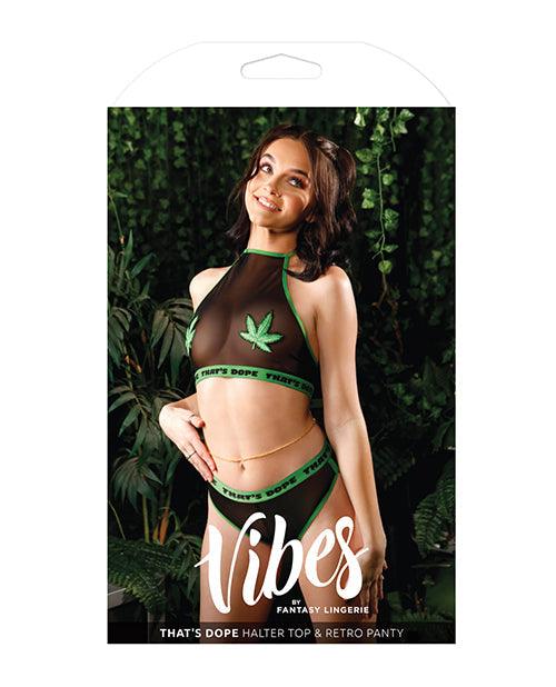 image of product,Vibes That's Dope Halter Top & Retro Panty Black - SEXYEONE
