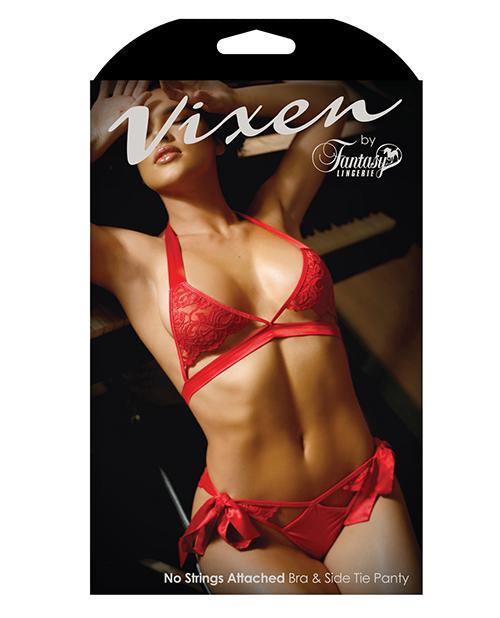 image of product,Vixen Cutout Lace Bra & Side Tie Panty - SEXYEONE