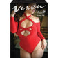 Vixen Havana Nights Long Sleeve Bodysuit W-snap Closure Red Qn - SEXYEONE