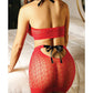Vixen High Neck Halter Net Top & Tie Back Skirt Red - SEXYEONE