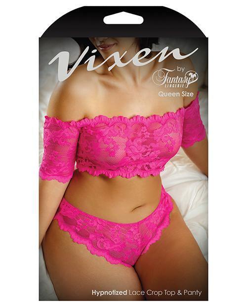 image of product,Vixen Hypnotized Lace Crop & Panty Ultra Pink - SEXYEONE