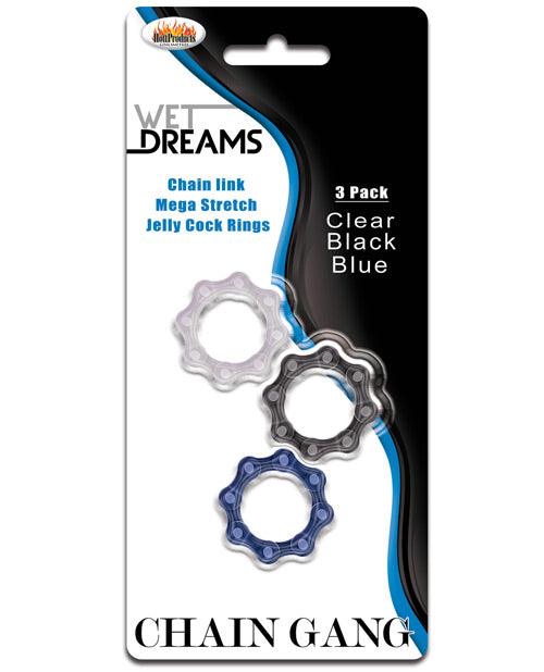 Wet Dreams Chain Gang Cock Rings - Asst. Pack Of 3 - SEXYEONE