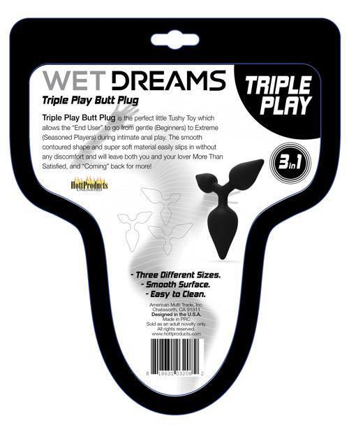 image of product,Wet Dreams Triple Play Anal Plug - Black - SEXYEONE