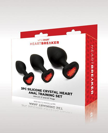 Whipsmart Heartbreaker 3 Pc Crystal Heart Anal Training Set - Black/red - SEXYEONE