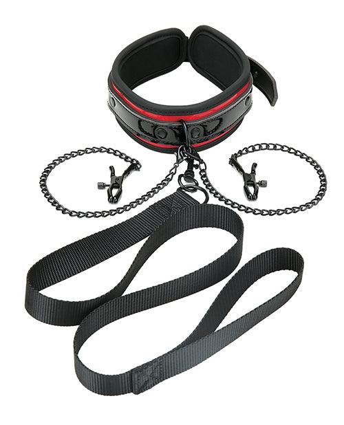 image of product,Whipsmart Heartbreaker Collar & Leash Set - Black/red - SEXYEONE