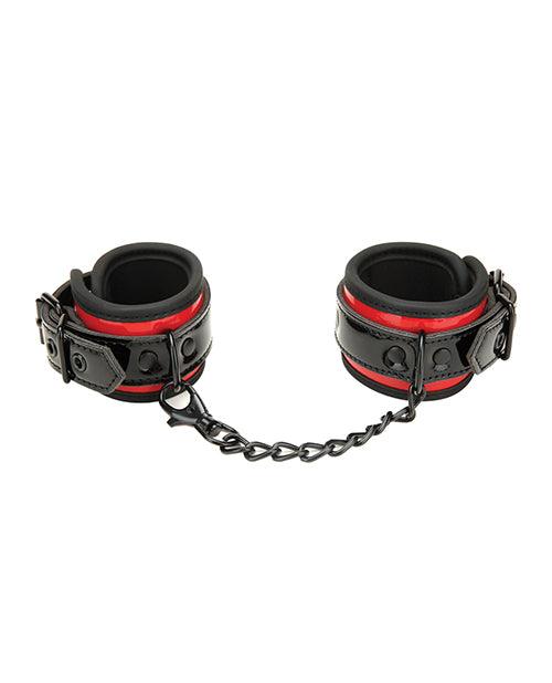 image of product,Whipsmart Heartbreaker Deluxe Buckle Love Cuffs - Black/red - SEXYEONE