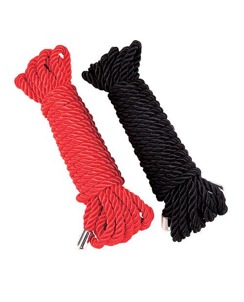 image of product,Whipsmart Heartbreaker Satin Bdsm Rope - Black/red Set Of 2 - SEXYEONE