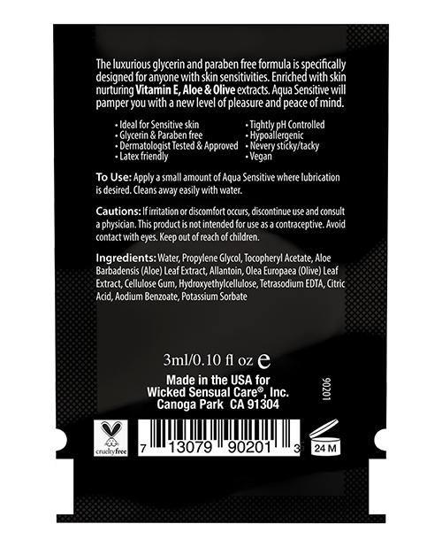 Wicked Sensual Care Hypoallergenic Aqua Sensitive Water Based Lubricant - .1 Oz - SEXYEONE