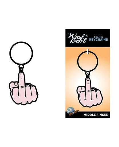 Wood Rocket Middle Finger Keychain - Pink - SEXYEONE