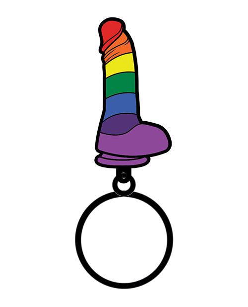 Wood Rocket Pride Dildo Keychain - Rainbow - SEXYEONE