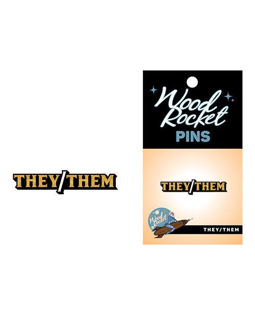 product image, Wood Rocket They/them Pin - Black/gold - SEXYEONE