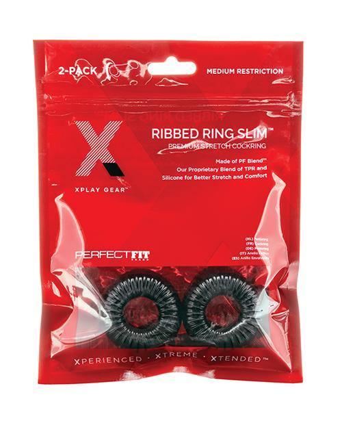 product image, Xplay Gear Mixed Pack Ribbed Ring And Ribbed Ring Slim - Black - Pack Of 2 - SEXYEONE