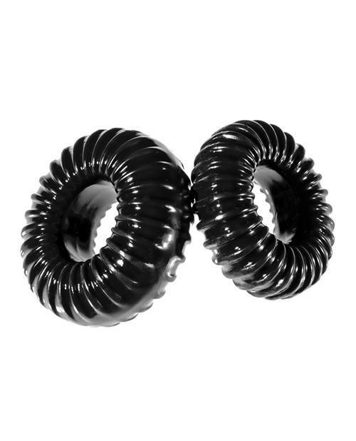 image of product,Xplay Gear Mixed Pack Ribbed Ring And Ribbed Ring Slim - Black - Pack Of 2 - SEXYEONE