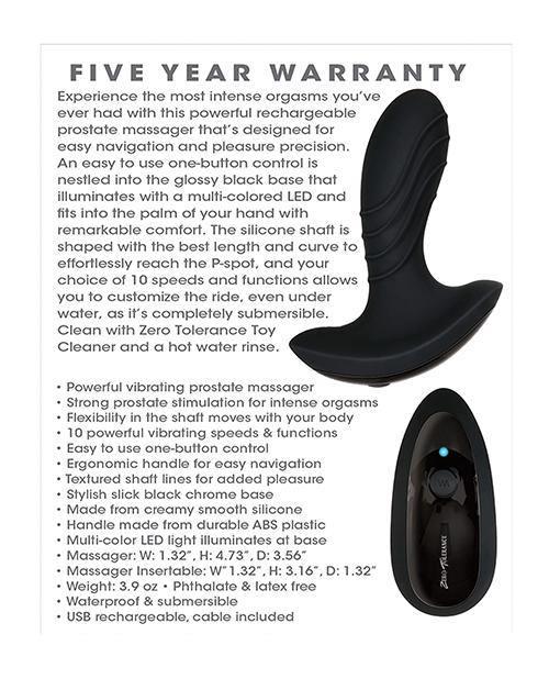 product image,Zero Tolerance The Gentleman Rechargeable Prostate Massager - Black - SEXYEONE