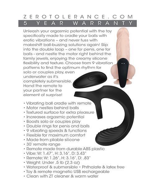 image of product,Zero Tolerance Vibrating Ball Cradle W-remote - Black - SEXYEONE