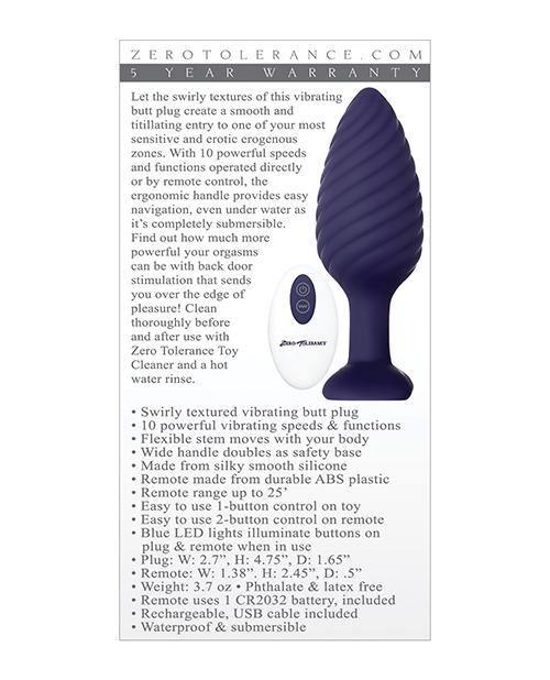 image of product,Zero Tolerance Wicked Twister Anal Rechargeable - Purple - SEXYEONE