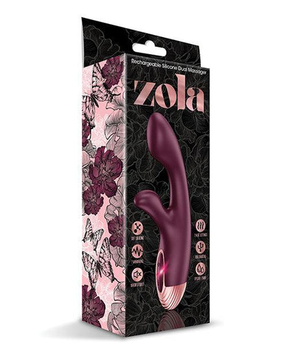 Zola Rechargeable Silicone Dual Massager - Burgundy-rose Gold - SEXYEONE